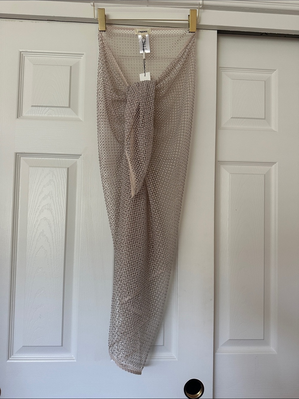 L'AGENCE Crystal-Embellished Sheer sarong in champagne